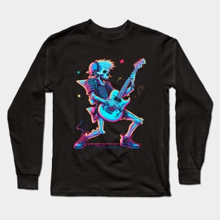 Skeleton Rock and Roll Concert Guitarist Long Sleeve T-Shirt